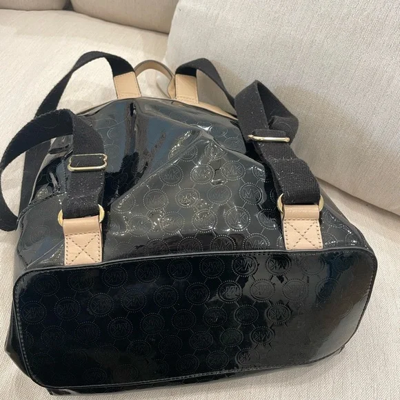 Michael Kors Black Leather Backpack with Gold Accents - Picture 5 of 8